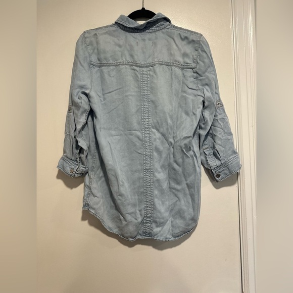 7 for all mankind Women’s Med. Chambray Shirt Button Down Casual Lagenlook Blue. - Picture 2 of 12